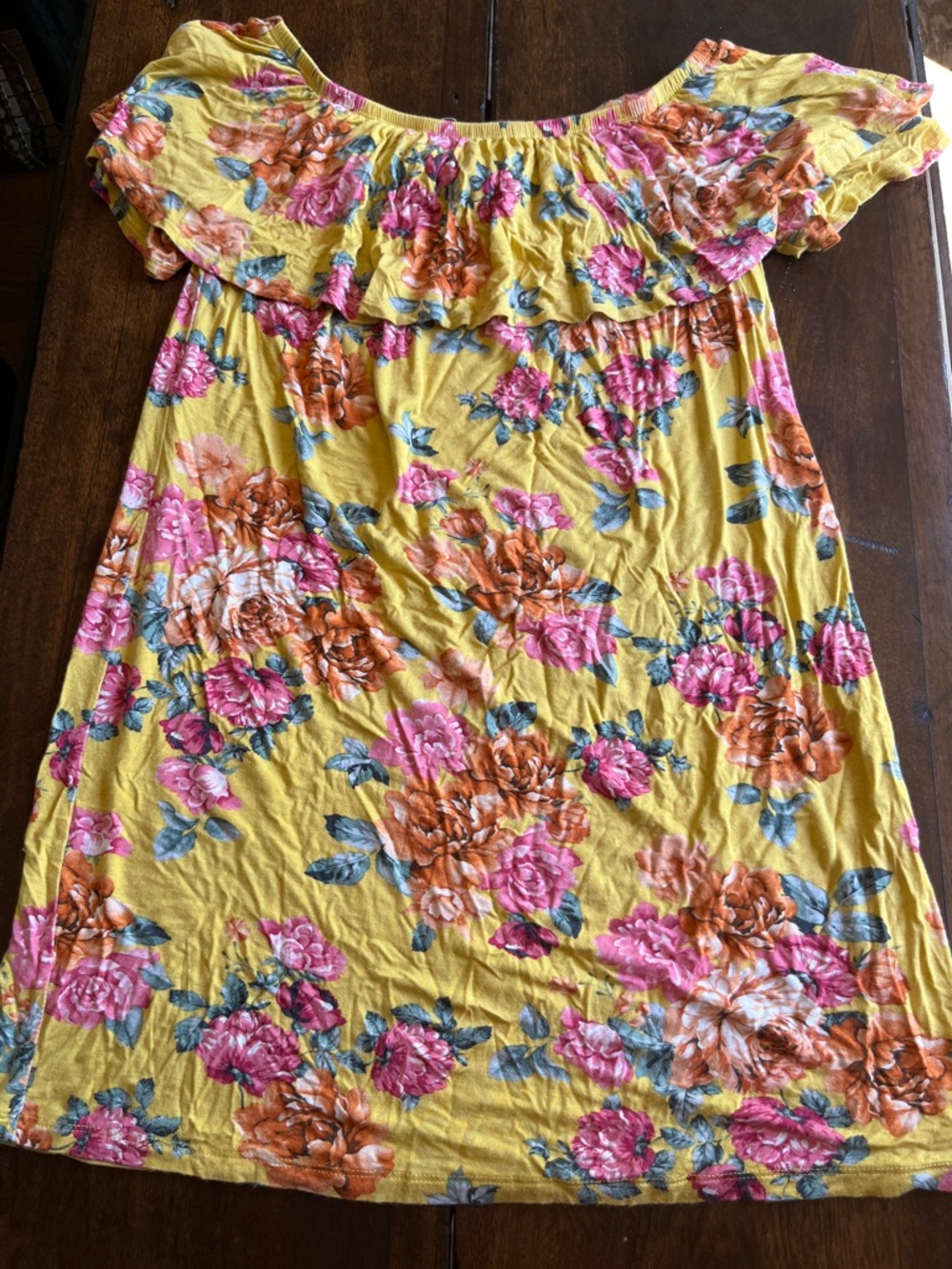 Women’s Yellow Floral Off-Shoulder Dress